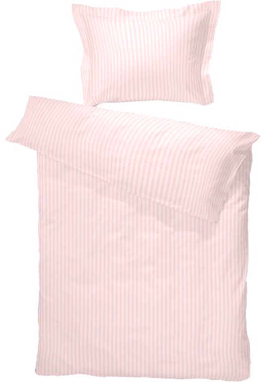 Lyserødt sengetøj - 100% egyptisk bomuldssatin - Baby sengetøj 70x100 cm - Turistripa - Smalle striber