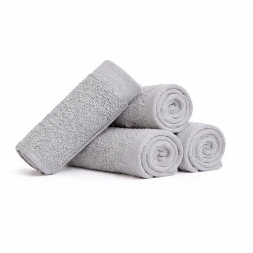 Bomulds vaskeklude - 100% bomuld - Vaskeklude 30x30 cm - 4-pak - Valmue - Lysegrå